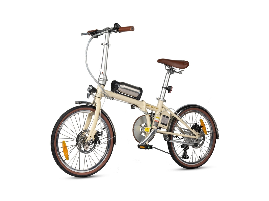 Bicicleta Eléctrica Maxturn Smart20 – Motor De 250 W, Batería De 36 V Y 5,2 Ah, Ruedas De 20'', Frenos De Disco Mecánicos – Beige