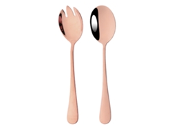 (rosa) Juego De Cuchara Y Tenedor De Acero Inoxidable De 2 Piezas, Vajilla Para Ensalada, Vajilla Única Y De Colores Brillantes