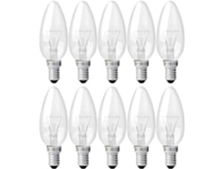 Lote 10 Lâmpadas Vela C35 Transparentes E14 15w Branco Quente Dimmável 230v