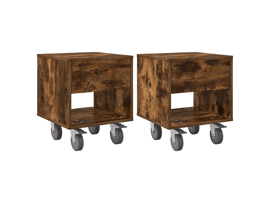 Maison Exclusive - Mesita De Noche 2 Pcs Roble Ahumado 40,5 X 40 X 48 Cm