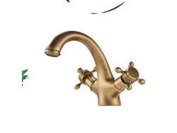 Grifo para lavabo de baño de latón antiguo, diseño de doble manija, tecnología de válvula de cerámica, latón antiguo A