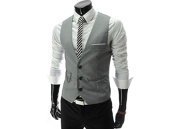 Chaleco Formal Slim Fit Para Hombre Business Con Bolsillo Y Cadena Peaky Blinders Xl Gris