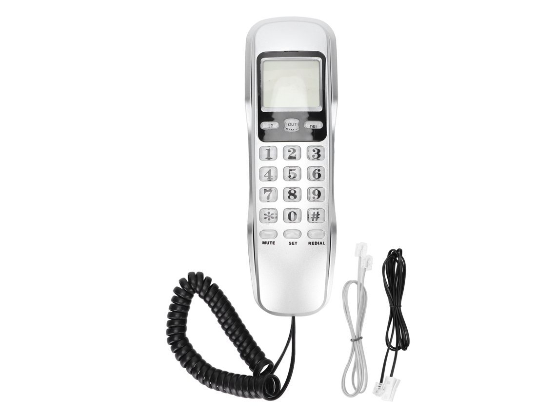 Miniteléfono De Pared Kxt888cid, Con Cable Fijo, Para Hotel, Hogar Y Oficina, Con Pantalla Lcd Plateada.