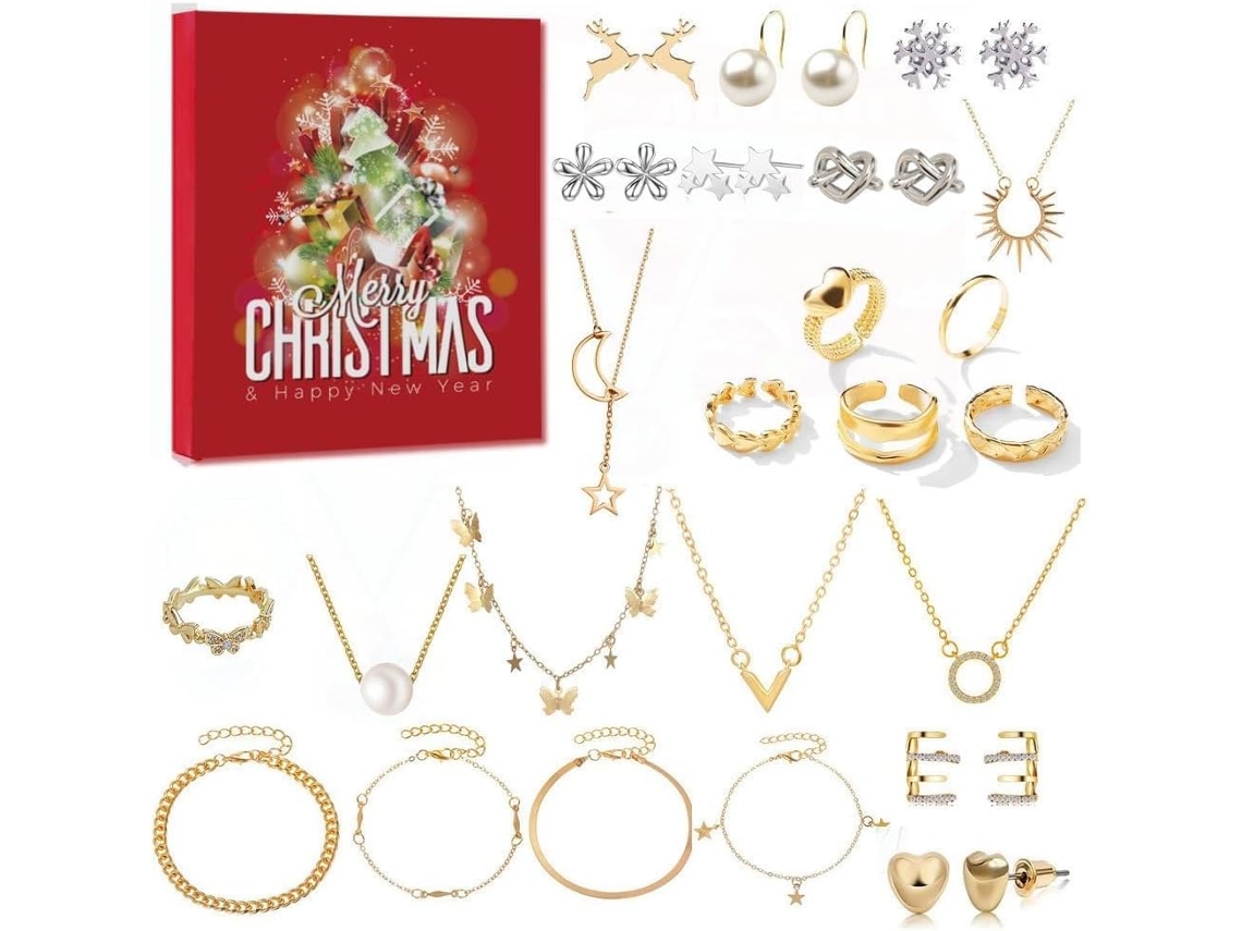 Pulsera Calendario de Adviento Navideño 2026, Kit para Hacer Joyería DIY con 24 Días, 22 Abalorios y 2 Pulseras Aeuzwr (h)
