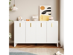 Aparador Blanco Moderno Minimalista, Espacio De Almacenamiento Flexible Y Diseño Elegante