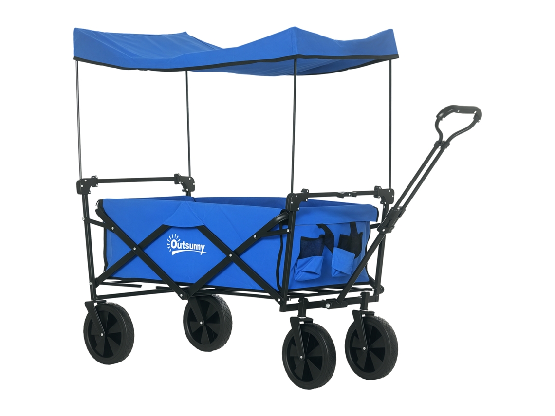 Cochecito plegable con capota desmontable, manillar ajustable, capacidad de carga de 100 kg, color azul.