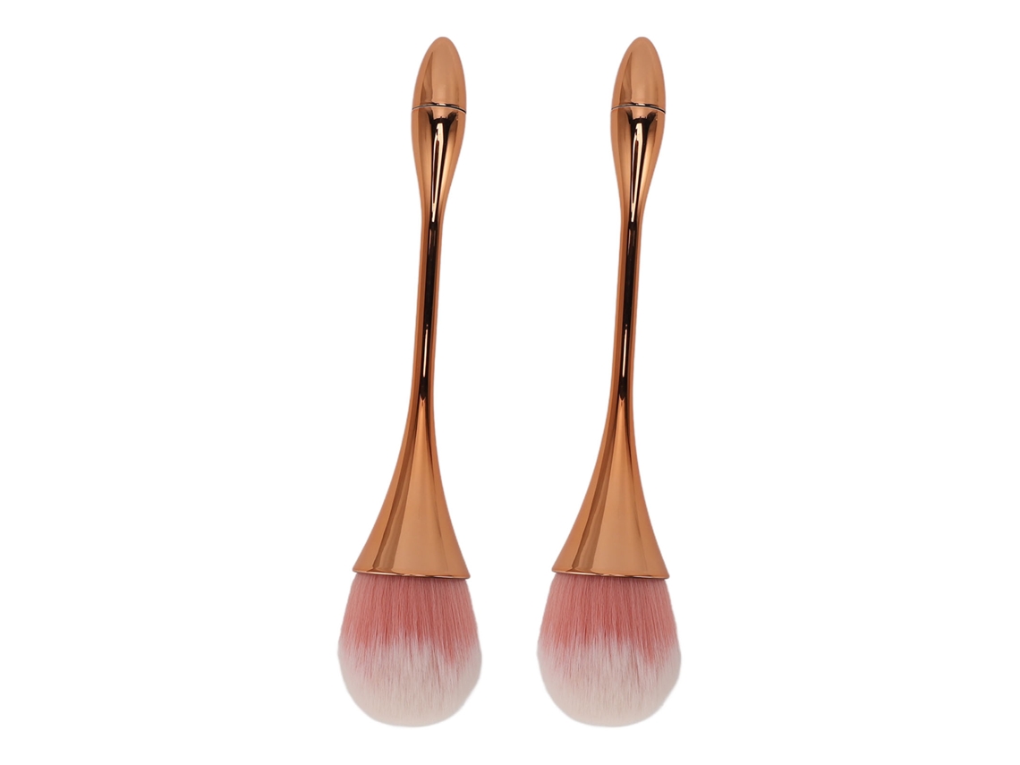 2pcs Pincel De Pó Para Arte De Unhas Cerdas Macias Cabo Ergonômico Multiuso Ouro Rosa