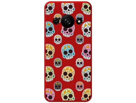Funda Roja Diseño Catrina para Xiaomi Redmi A3 TUMUNDOSMARTPHONE Silicona Líquida Rojo
