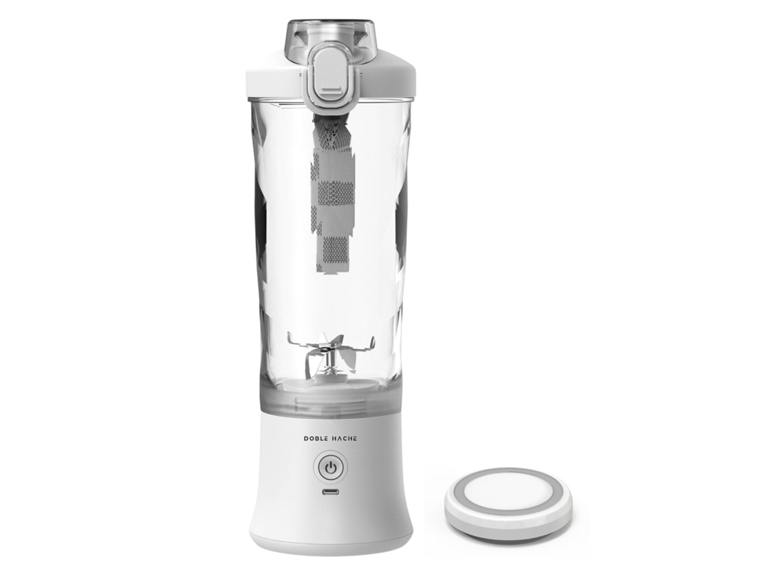 Licuadora portátil recargable (blanca) 600 ml | 4000 mAh | 6 cuchillas | Resistente al agua
