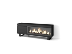 Mueble TV, Televisión, 160, Para TV hasta 65, Chimenea eléctrica XXL, Diseño industrial, Negro SKRAUT HOME