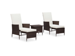 Conjunto de jardín de 3 piezas con cojines de mimbre marrón de DKD Home Decor