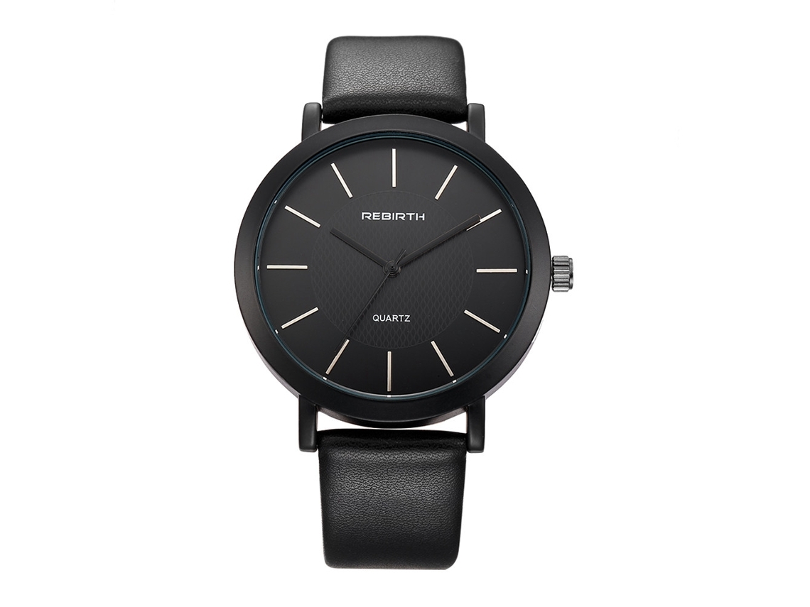 Reloj De Pulsera Unisex Rebirth De Cuarzo Dorado Con Correa De Piel Sintética, Resistente Al Agua Hasta 3 Atm.