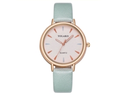 Reloj De Pulsera De Cuarzo Sencillo Para Mujer Con Correa De Piel Sintética Verde.