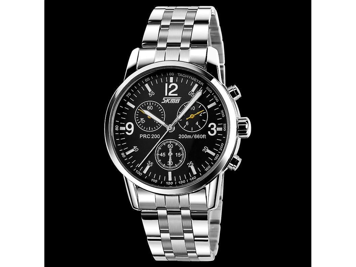 Relojes para Hombre Reloj de Pulsera Luminoso Impermeable de Acero Inoxidable de Cuarzo de Negocios - Correa de Acero con Superficie Negra
