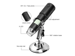 Microscopio digital inalámbrico profesional HD 8 LED 1000x para Android, iOS y PC Luz dorada