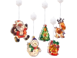 Luces Navideñas Led Colgantes Con Ventosa, A Pilas, Con Forma De Alce, Muñeco De Nieve Y Árbol Para Decoración De Ventanas.