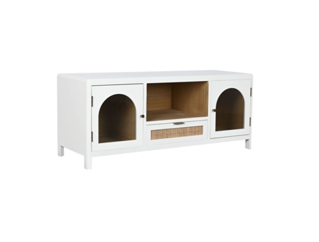 Mueble de TV HOME ESPRIT Blanco Cristal Madera de Paulonia 120 x 40 x 50 cm