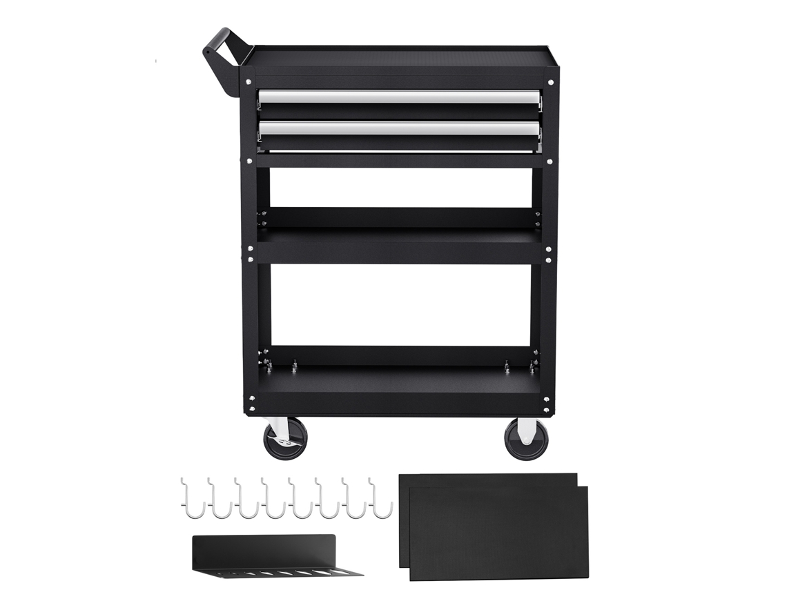 Carro de herramientas con ruedas Succebuy de 5 niveles con cajón y panel perforado, capacidad de 400 lb