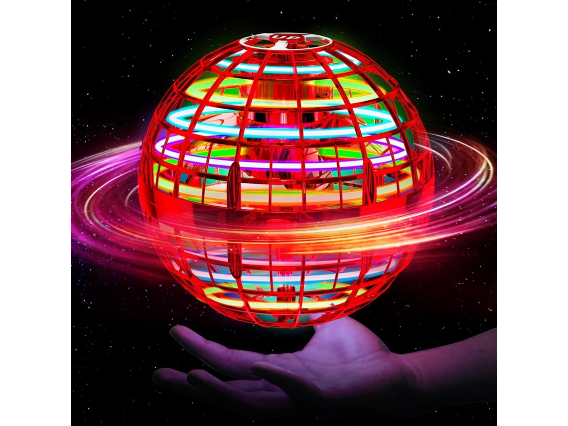 Pelota voladora flotante, dron boomerang con luces de colores, juguete para niños (rojo). Cuich