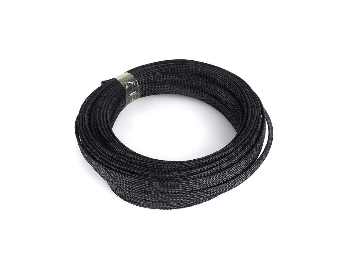 Envoltura De Cable Tejida Pet Expandible 6mm Negra Densa 10m