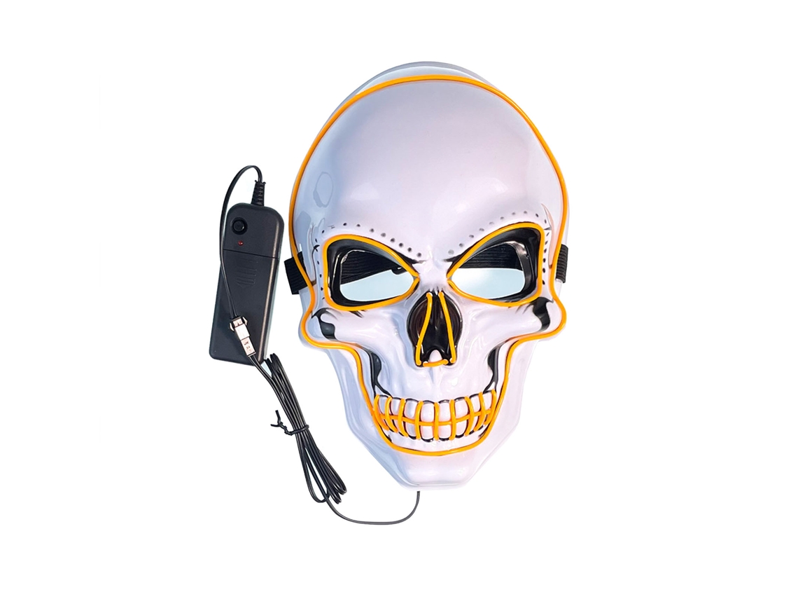 2026-máscara Facial Led De Calavera Iluminada Con 3 Modos De Luz Para Halloween Y Fiesta De Disfraces Color Amarillo