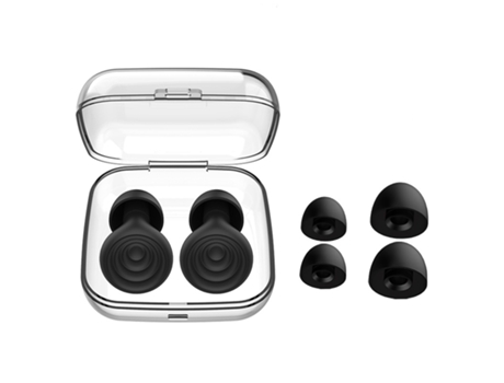 Tapones para los oídos con cancelación de ruido de silicona para dormir, roncar, trabajar y estudiar. Negro