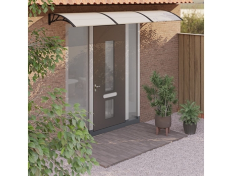 MAISON EXCLUSIVE Marquesina puerta policarbonato negro y transparente 300x80 cm