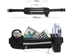 Cinturón unisex impermeable para correr - Riñonera ajustable para teléfono móvil y pasaporte - Negro