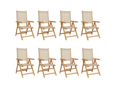 Conjunto 8 Silla De Jardín VIDAXL Beige Madera