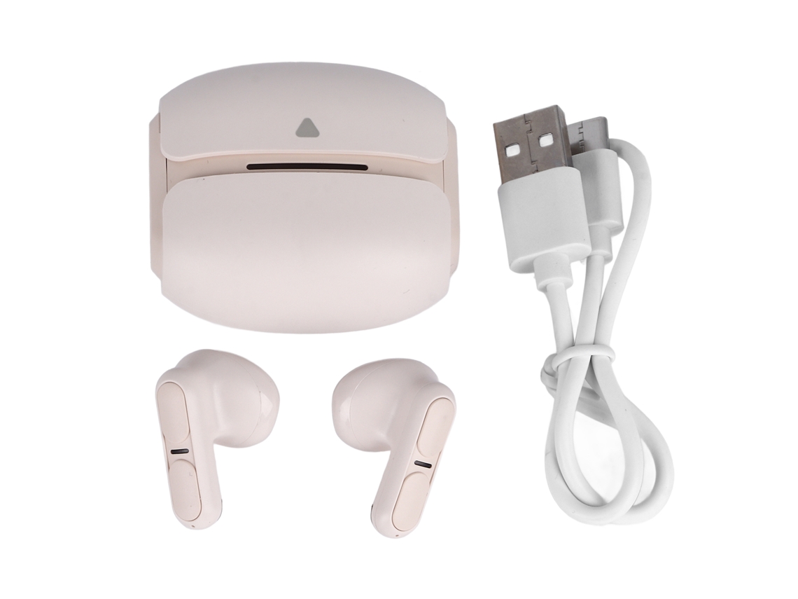 Fones De Ouvido Sem Fio Bluetooth 5.3 Com Baixa Latência Estéreo Leve E Estojo De Carregamento Bege