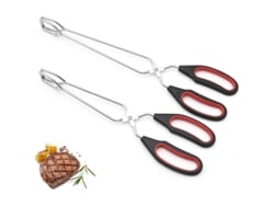Pinzas para barbacoa Rebe de acero inoxidable con revestimiento antideslizante para uso en cocina y buffet, tamaños de 23,5 y 28 cm.
