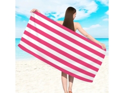 Toalla de playa de microfibra a rayas Yuysan, de alta absorción y secado rápido, 150 x 75 cm, modelo St1454, color rojo rosado.