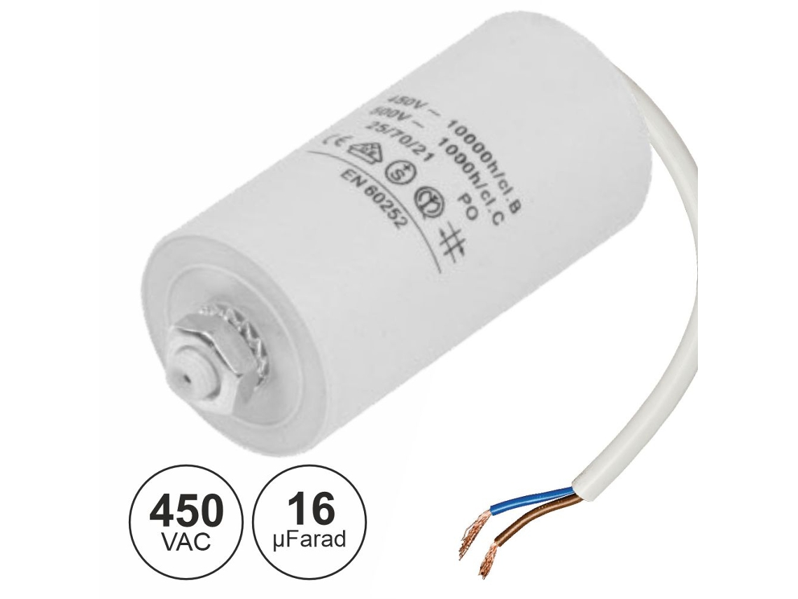 Condensador De Arranque 16uf 450v Con Cables