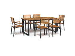 vidaXL Juego de comedor de jardín 7 pzas madera maciza acacia y metal