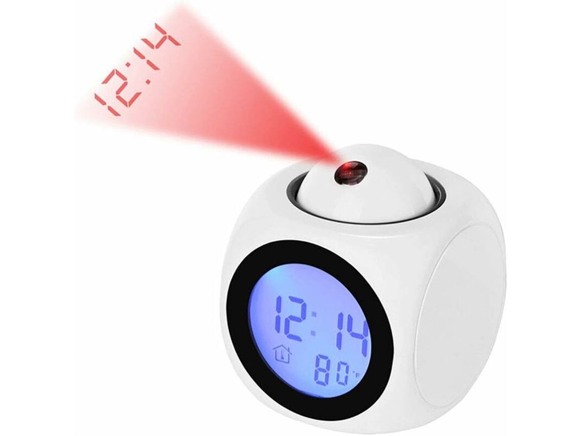 Despertador proyector LED, 12/24h, temperatura, control por voz, función snooze Kofihety