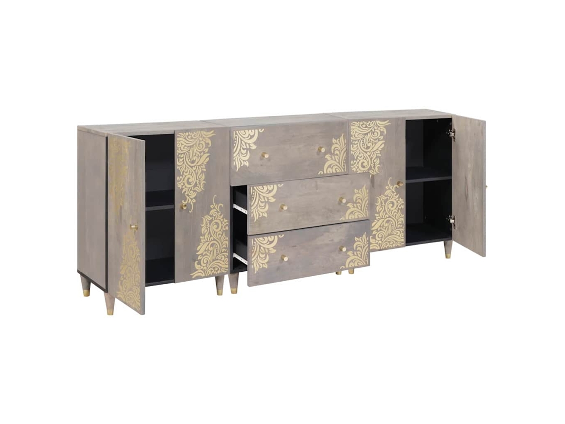 Maison Exclusive - Juego De Muebles De Baño 3 Pcs Gris Y Dorado 180 X 33 X 75 Cm