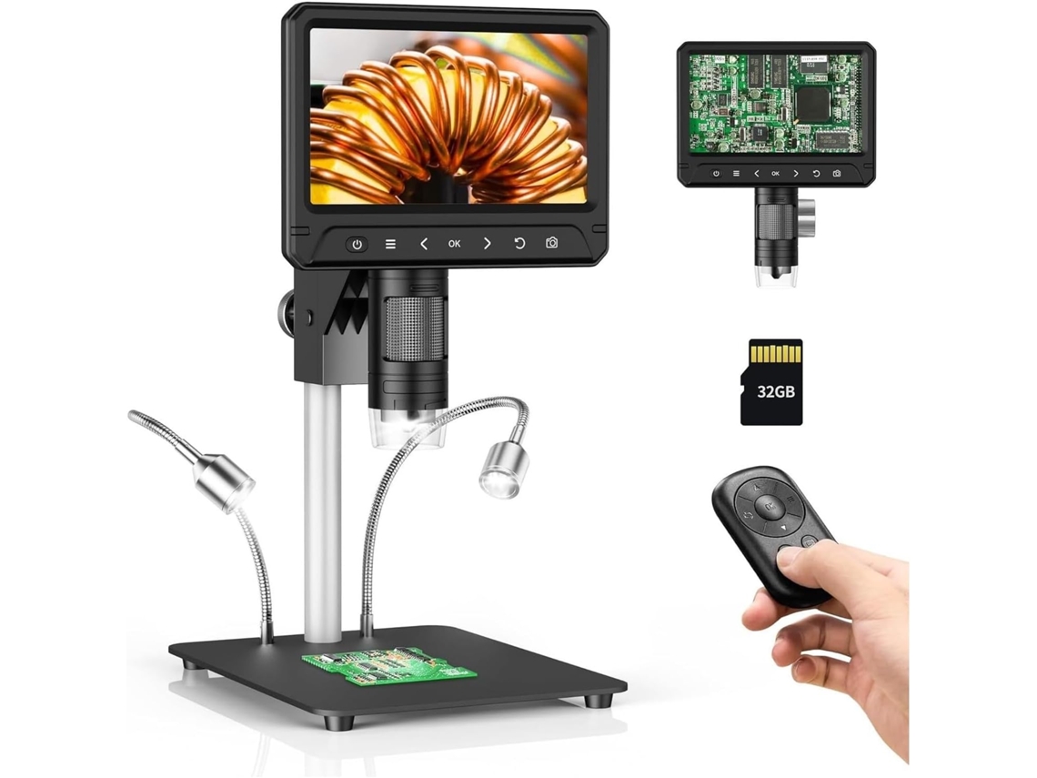 Microscopio Digital De 7 Pulgadas Y 1200 Aumentos, Resolución 1080p, Con Función De Foto/video Para Adultos Y Soldadura De Piezas.