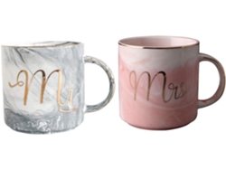 Tazas De Cerámica Ligeras E Irrompibles Juego De 2 Rosa Diseño Marmoleado Ideales Para Bebidas En Casa U Oficina