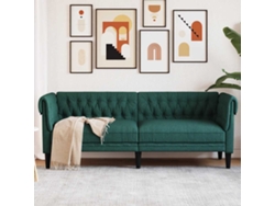 Sofá Chesterfield De 3 Plazas | Sofá De Salón | Sofá De Descanso Tela Verde Oscuro