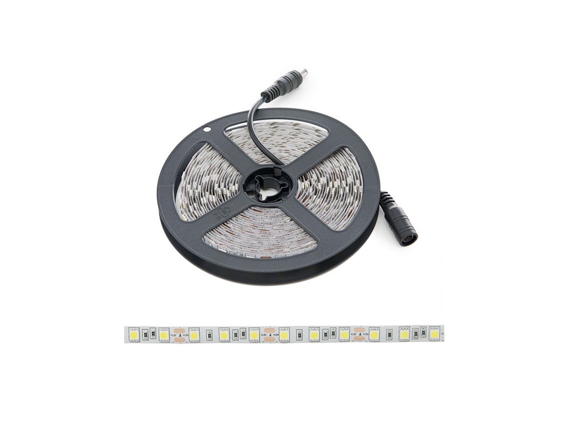 Tira de 300 LEDs 72W 3.780Lm CRI85 6000ºK SMD5050 12VDC x5M 40.000H [PL219009W]-Blanco Frío GREENICE