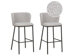 Conjunto de 2 cadeiras de bar BELIANI Mina de Bouclé Cinzento 52x46x98