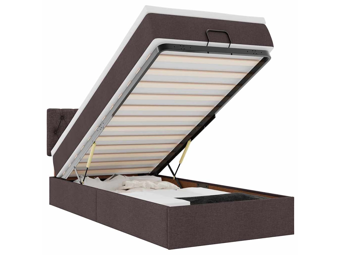 Maison Exclusive - Estructura Cama Otomana Colchón Tela Marrón Oscuro 90x190 Cm
