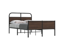 Estructura De Cama Sin Colchón 135x190 Cm Madera Marrón Roble