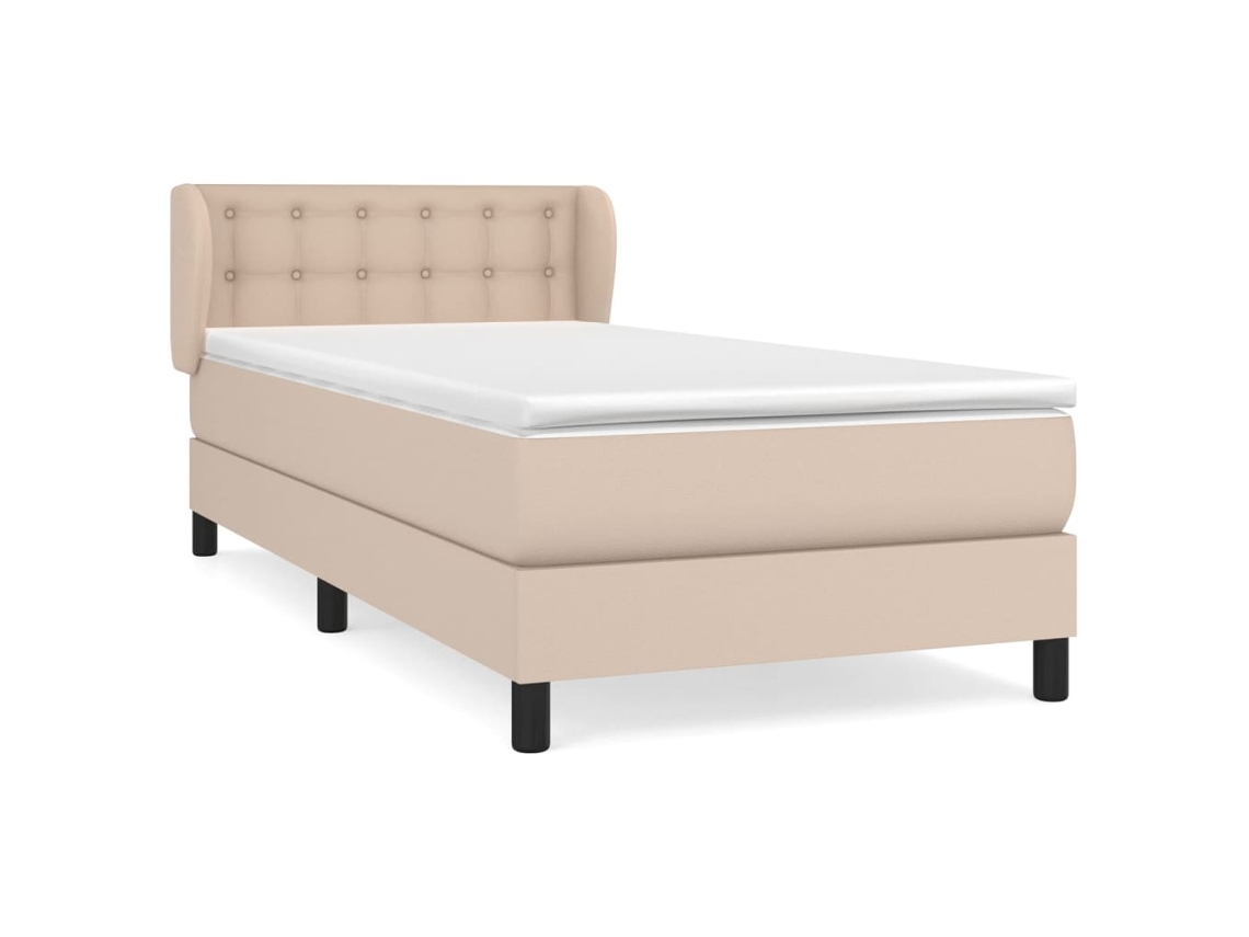 Maison Exclusive - Cama Box Spring Con Colchón Cuero Sintético Capuchino 90x190 Cm