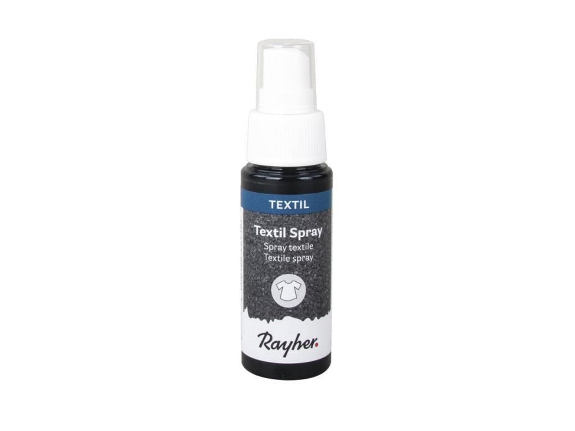 Spray textil - Rayher - Negro - Botella de 50 ml - Resistente a la luz - Para tejidos claros