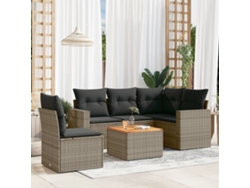 Conjunto de 6 sofás de jardín con cojines en mimbre gris DKD Home Decor
