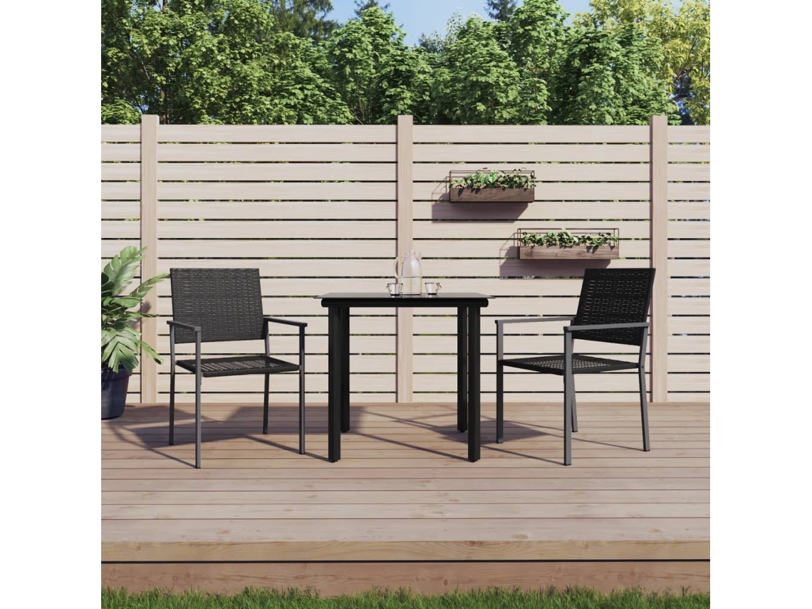 Juego de comedor de jardín de mimbre PE y acero Dkd Home Decor