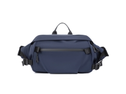 (Azul) Riñonera para hombre, bolso de hombro sencillo y elegante, riñonera deportiva, gran capacidad