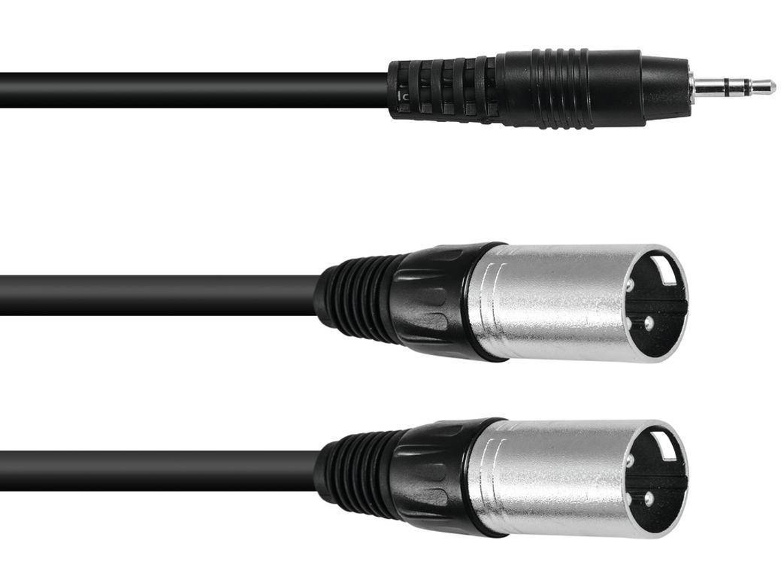 Cable Adaptador OMNITRONIC 3.5 Jack/2xXLR(M) 3m bk