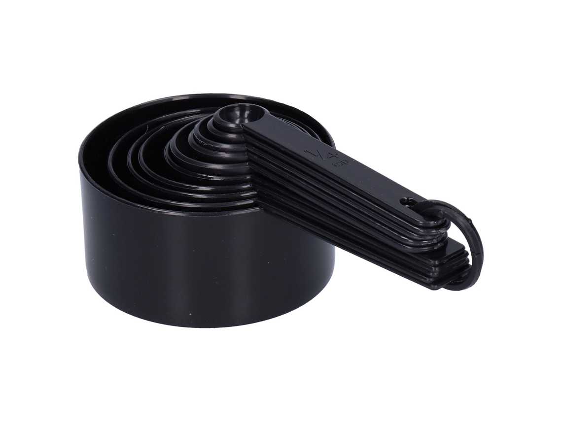 Juego de 10 cucharas y vasos de plástico sin BPA para cocina y panadería (negro)